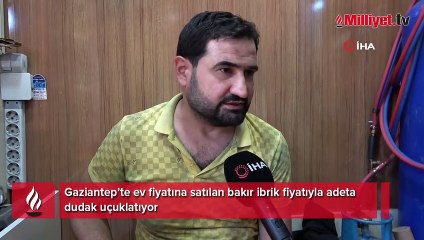 Ev fiyatına devasa bakır ibrik
