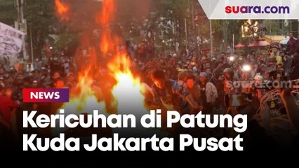 Kericuhan di Patung Kuda Jakarta Pusat saat Demonstrasi Penolakan Kenaikan Harga BBM