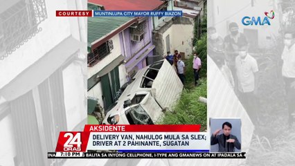 Delivery van, nahulog mula sa SLEX; driver at 2 pahinante, sugatan | 24 Oras