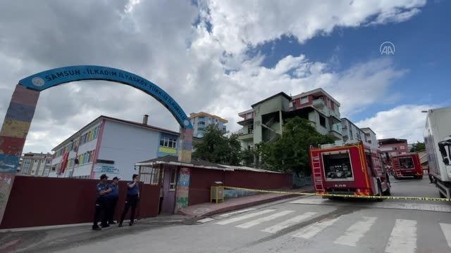 Son dakika haber... Samsun'da ilkokulun yanındaki metruk lojmanda çıkan yangın söndürüldü