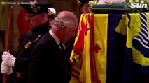 King Charles and his siblings bow their heads in moving vigil as they guard the Queen’s coffin