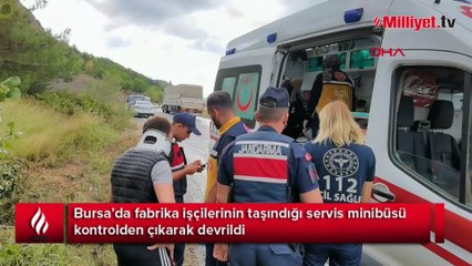 Fabrika işçilerini taşıyan minibüs kaza yaptı! Yaralılar var