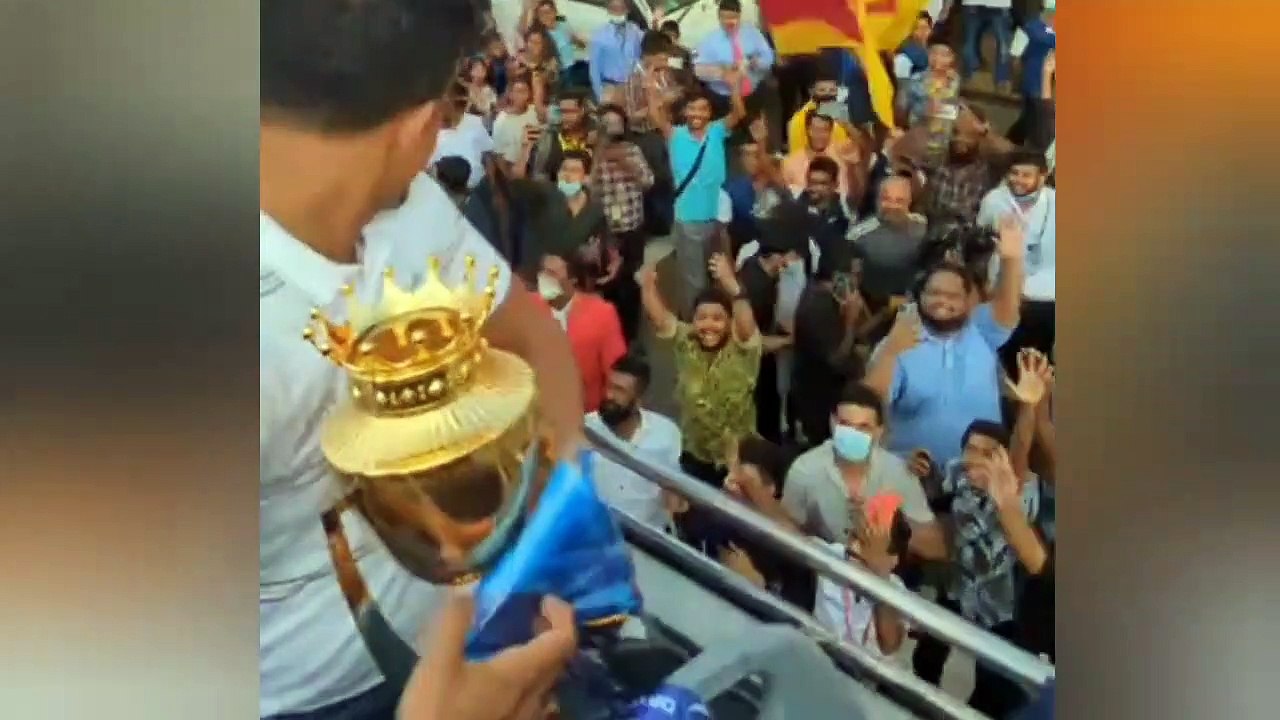 Sri Lanka cricket team victory parade of asia cup __ winning celebration in srilanka by players