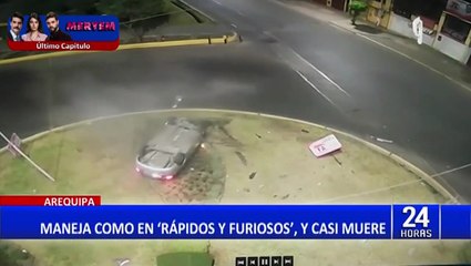 Imprudencia al volante en Arequipa: Taxista iba a excesiva velocidad y ocasiona aparatoso accidente