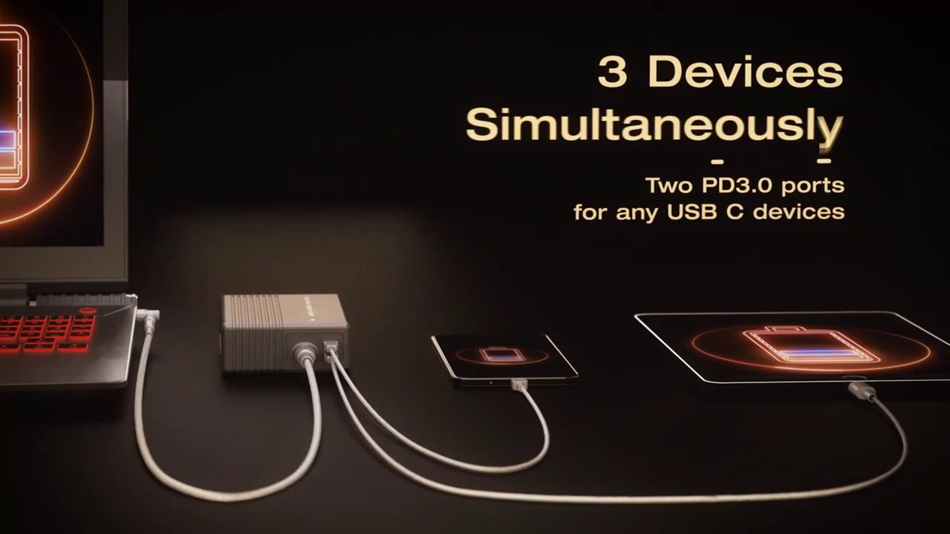 SlimQ 330W GaN Gaming Laptop Charger with 1 DC and 2 USB C ports - video  Dailymotion