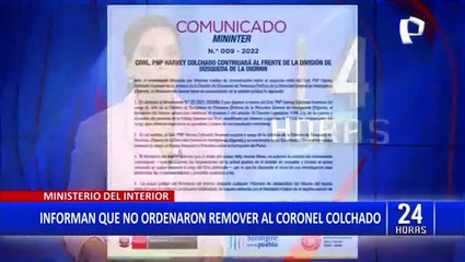 Mininter: "Harvey Colchado continuará al frente de la División de Búsqueda de la DIGIMIN"