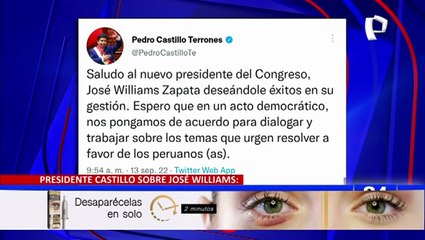 Pedro Castillo saluda al nuevo presidente del Congreso: “Lo invito a sentarnos a conversar”