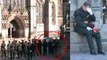 Moment when Royal Archer collapses as the Queen's coffin is carried out of St Giles Cathedral before her final journey back to London