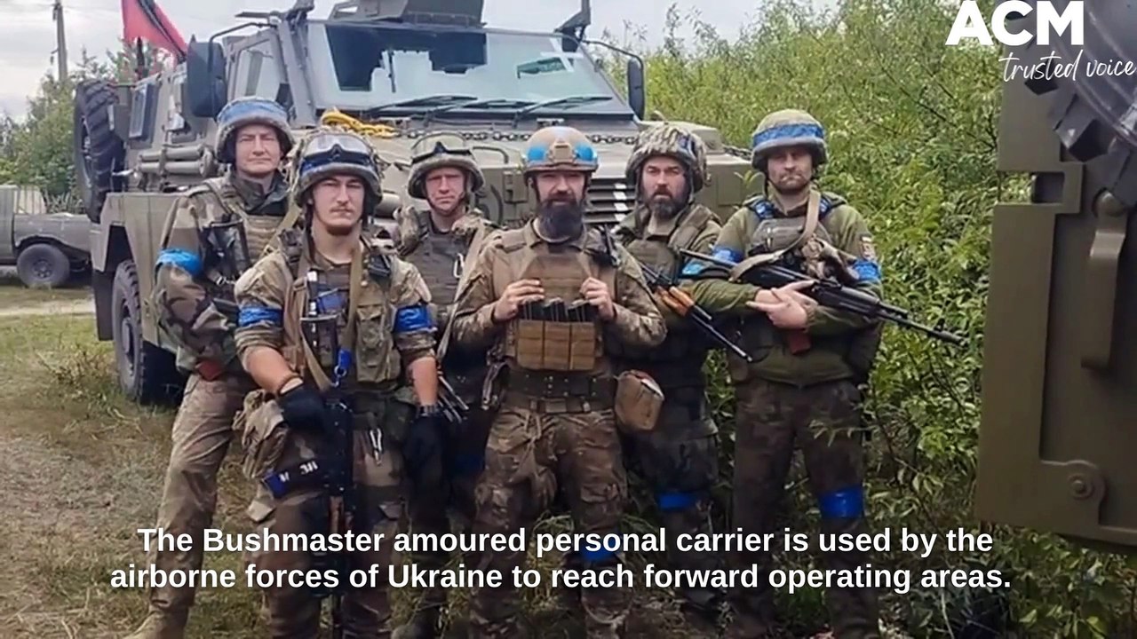 Footage of Ukrainian soldiers thanking Australia for their support by supplying Bushmasters | September 14, 2022 | Bendigo Advertiser