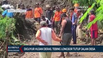 Diguyur Hujan Deras, Tebing Longsor Tutup Jalan Desa