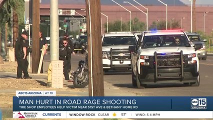 Tire business helps victim after he is shot in a road rage incident