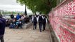 Mourners queue along the Albert Embankment to see the Queen lying in state