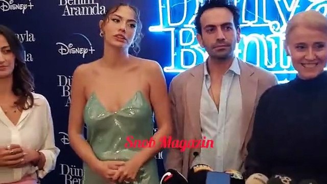 ديميت أوزدمير تتألق بفستان من الستان في حفل اطلاق مسلسل بيني وبين الدنيا .. فيديو