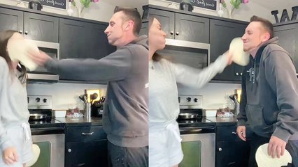 Woman hits partner's ear with full force while playing Tortilla Slap game