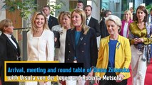 Arrival, meeting and round table of Olena Zelenska with Ursula von der Leyen and Roberta Metsola.