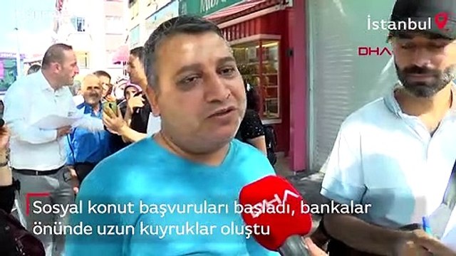 Sosyal konut başvuruları başladı, bankalar önünde uzun kuyruklar oluştu