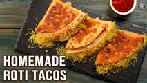 Homemade Roti Tacos on Tawa | Leftover Roti Recipes | Crispy Veg Tacos Recipe | Tacos Filling Ideas
