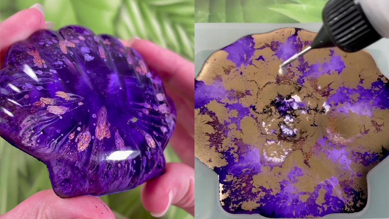 Creative artist uses alcohol ink & resin to make a BEAUTIFUL, shiny ...