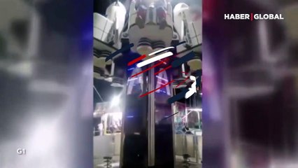 Lunaparkta korkunç kaza kamerada! Anne iki çocuğuyla birlikte metrelerce yüksekten yere çakıldı