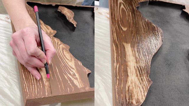 Artist creates a DETAILED faux wood grain using acrylic paint
