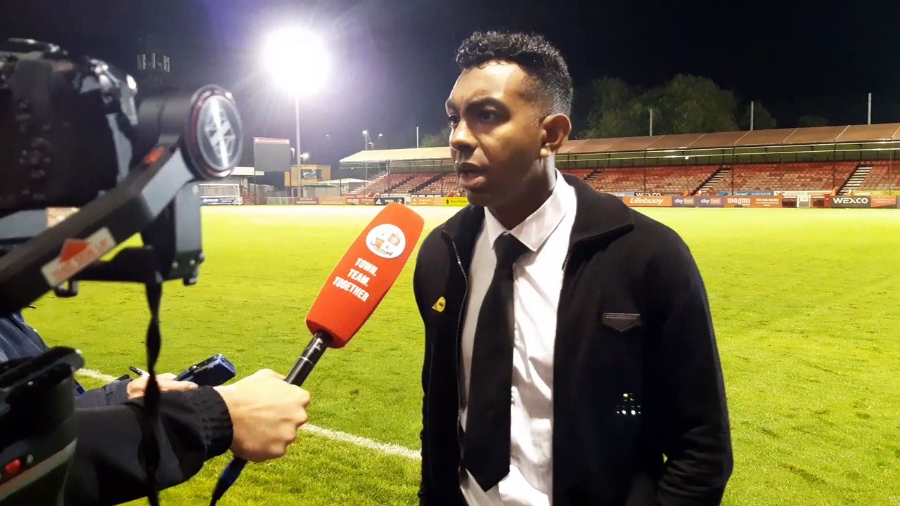 Crawley Town boss Kevin Betsy after the Stockport County win