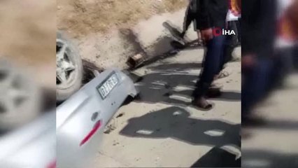 Takla atan araçtaki 2 kişi yaralandı