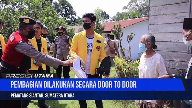 Polres Pematang Siantar Bersama Mahasiswa Bagikan Bansos Kepada Masyarakat Terdampak Penyesuaian Harga BBM