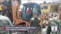 Tres muertos y cuatro heridos por derrumbe de casas en Cuernavaca