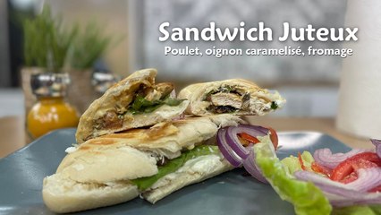 Panini de poulet champignons, et oignons caramélisés