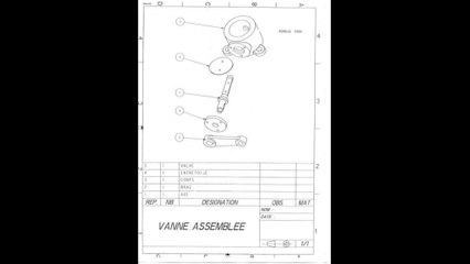 Modélisation d'une vanne assemblée grâce à ces plans en diaporama.