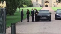 Prince William gestures to cautious Meghan Markle before Windsor Castle walkabout
