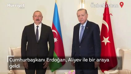 Cumhurbaşkanı Erdoğan, Özbekistan'da Aliyev ile bir araya geldi