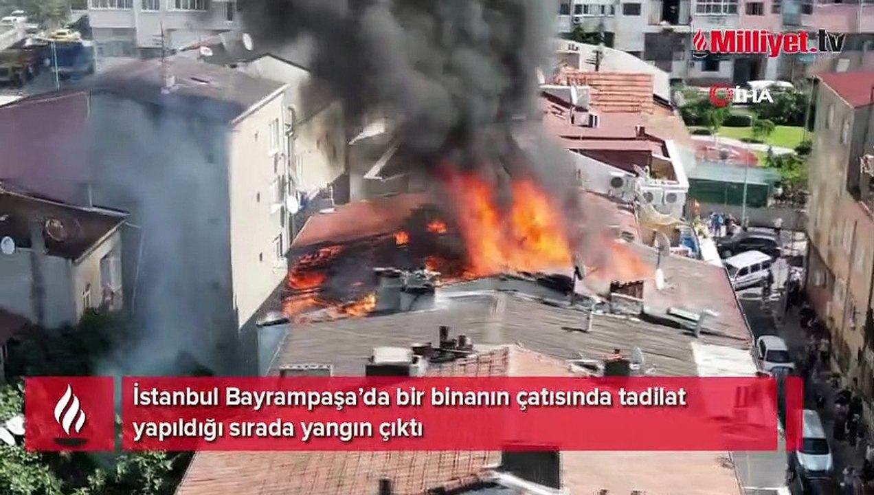 Bayrampaşa’da korku dolu anlar! Binanın çatısı alev alev yandı