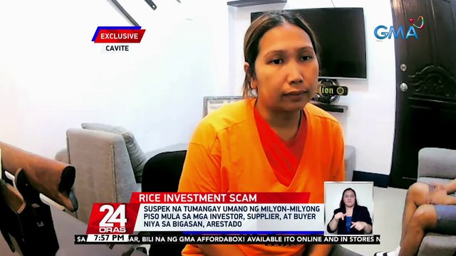 Suspek na tumangay umano ng milyon-milyong piso mula sa mga investor, supplier, at buyer niya sa bigasan, arestado | 24 Oras