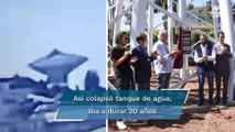 Captan momento exacto del colapso de tanque de agua en Texmelucan