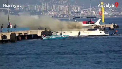 Alanya'da korku dolu anlar! Lüks yat alev aldı