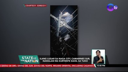 Ilang lugar sa Naga City Camarines Sur, nawalan ng kuryente dahil sa tuko | SONA