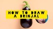 How to draw a brinjal very easy step by step : eggplant drawing