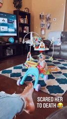 Baby goes from terrified to overjoyed when mom starts singing