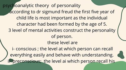 #dailymotion-psychoanalytical theory of personality -structure of personality - ID-ID features