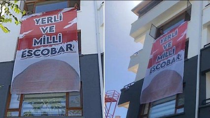 “Yerli ve Milli Escobar” pankartına polis baskını