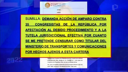 Ministro Geiner Alvarado presenta acción de amparo contra congresistas por intento de censura
