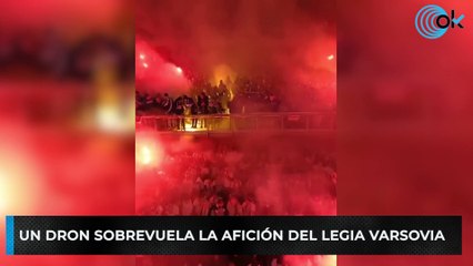 Un dron sobrevuela la afición del Legia Varsovia