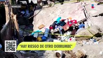Riesgo de deslizamientos detiene la remoción de escombros en zona de derrumbe en Cuernavaca