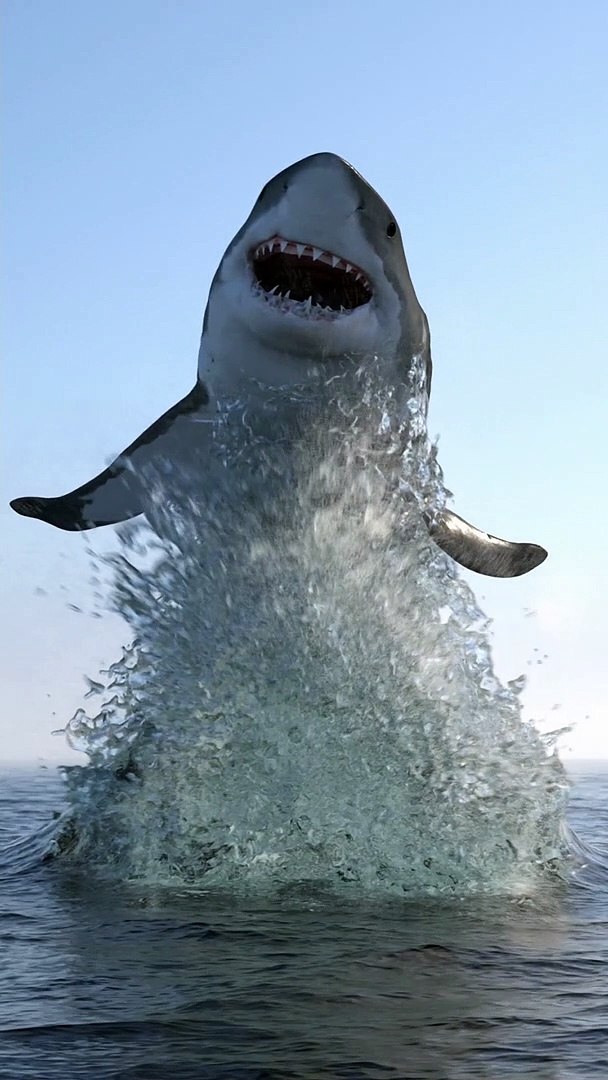 Great White Shark Jumping Out Of Water Wallpaper
