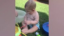 Funny Babies Playing With Water - Baby Outdoor Videos,