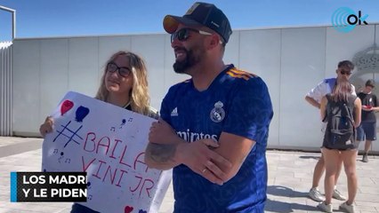 Los madridistas apoyan a Vinicius en Valdebebas y le piden que baile en el Metropolitano
