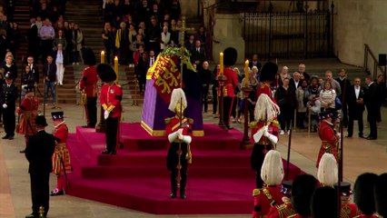 People queue to see Queen Elizabeth II's coffin on third day