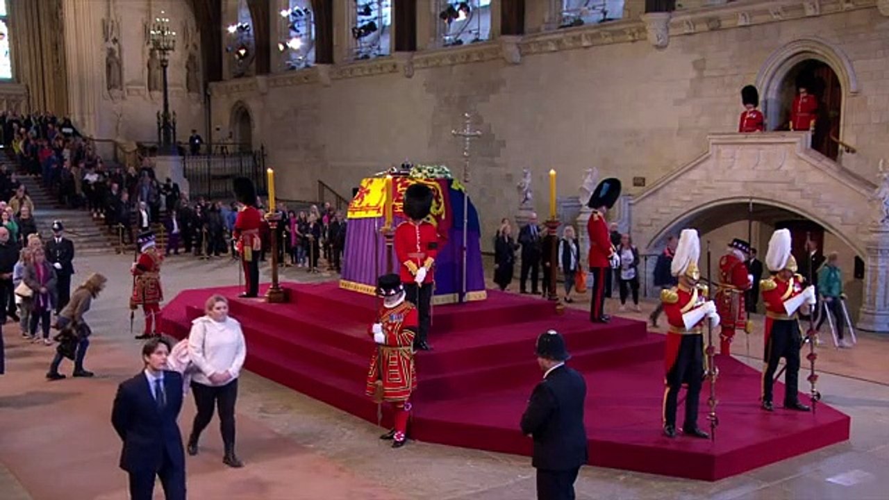 Emotional David Beckham bows head for Queen at her lying-in-state