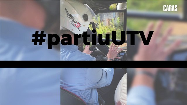 Laís Caldas e Gustavo Marsengo passeiam de helicóptero no CARAS Inverno